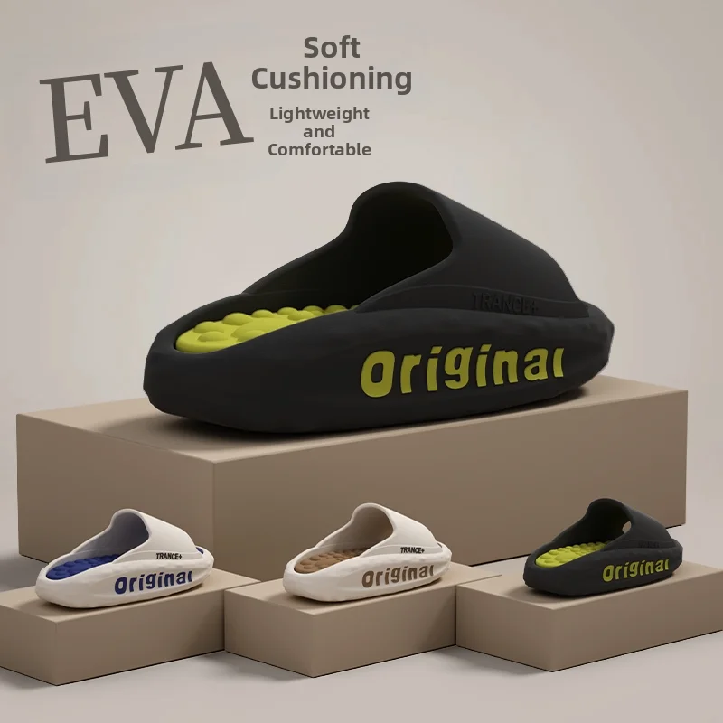 Fashion Slides Men Lightweight EVA Massage Slippers Anti skid Thick Bottom Summer Home Shower Indoor Outdoor Beach Cloud Shoes