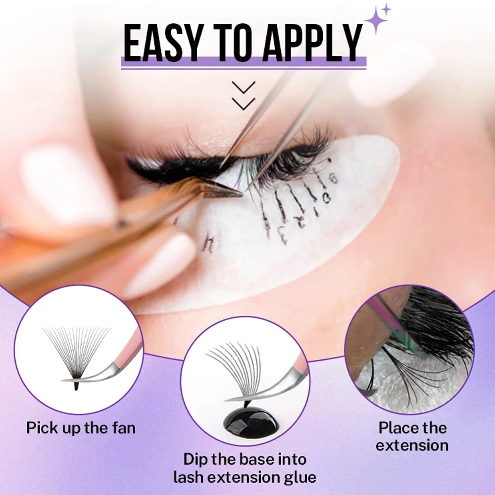 320Fans 16Lines Premade Volume Fans 8-15MIX 5D/6D10D/12D/14D/16D/20D Pointy Base Middle Stem Faux Mink Extension Eyelashes