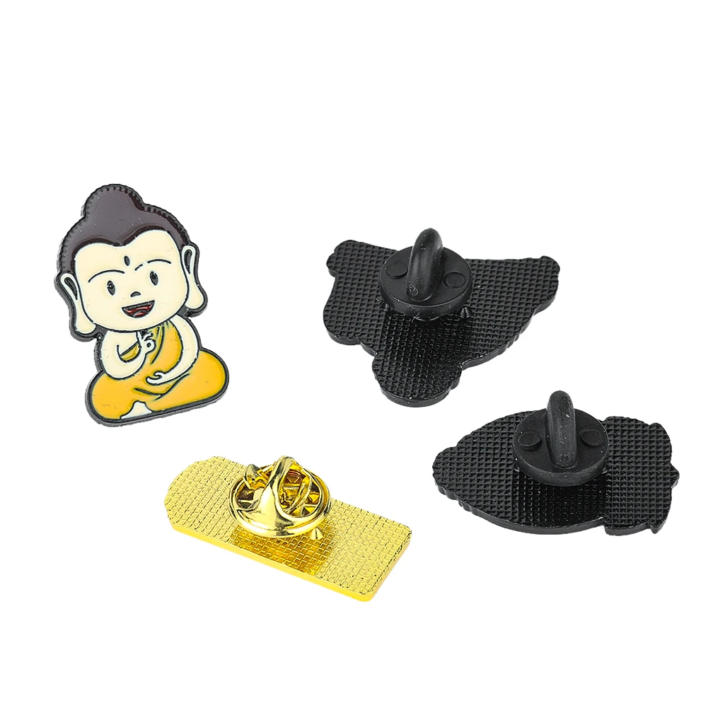 Cartoon Buddhism Lotus Meditation Buddha Shakyamuni Maitreya Metal Enamel Brooch Sutra Scriptures Collection Badge Pins Jewelry