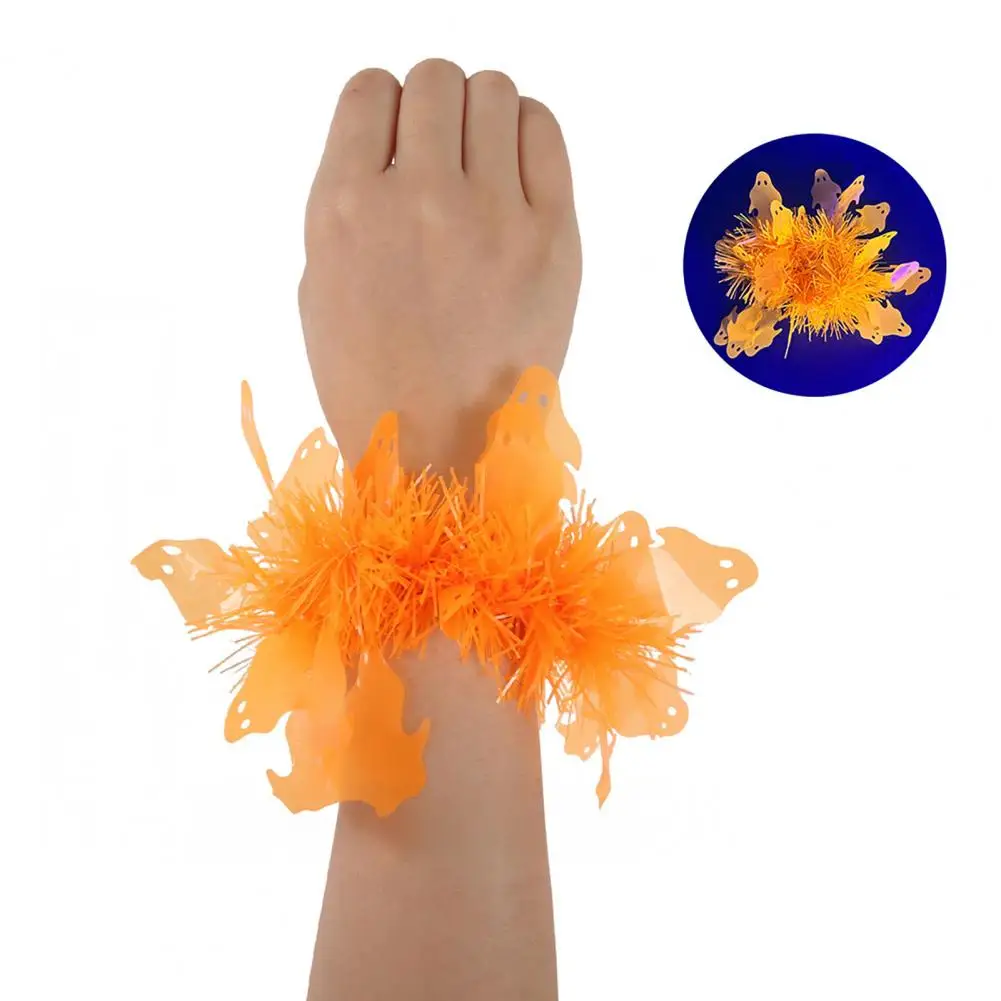 Decorative Hand Bracelet for Catwalk Fluorescent Ghost Pumpkin Skull Bat Wristband Halloween Wrist Cuff Bracelet with for Kids