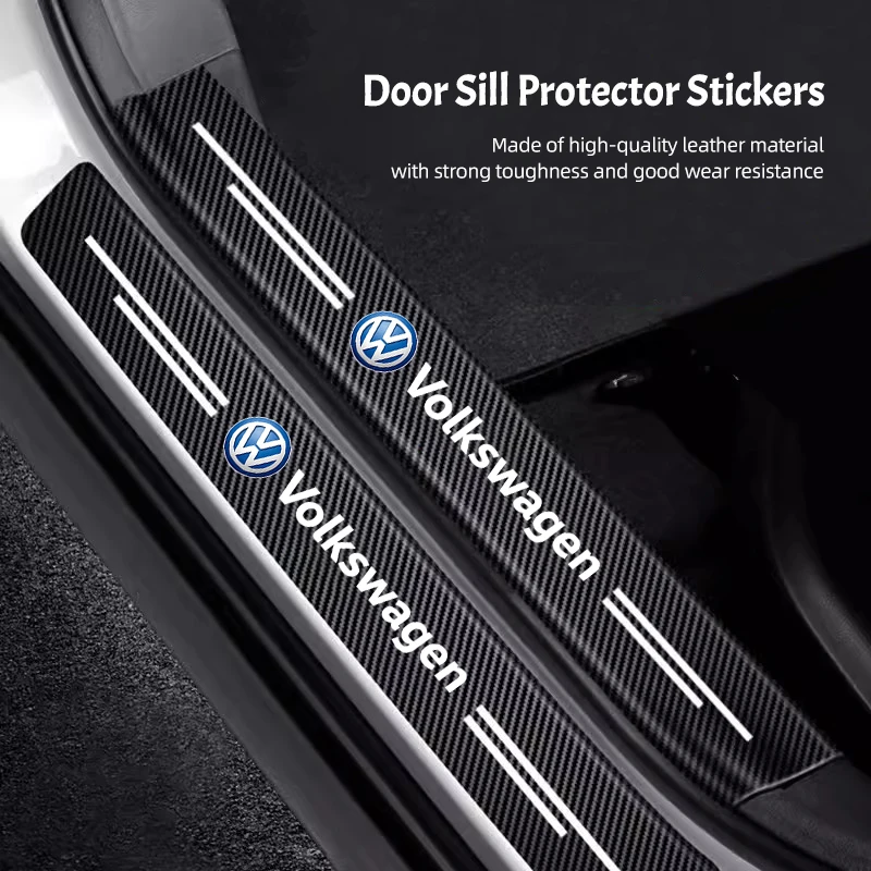 Car Door Sill Scratch Resistent Stickers Threshold Pad For VW Polo Arteon Tiguan Golf Touareg GTI Amarok Transporter Caravelle