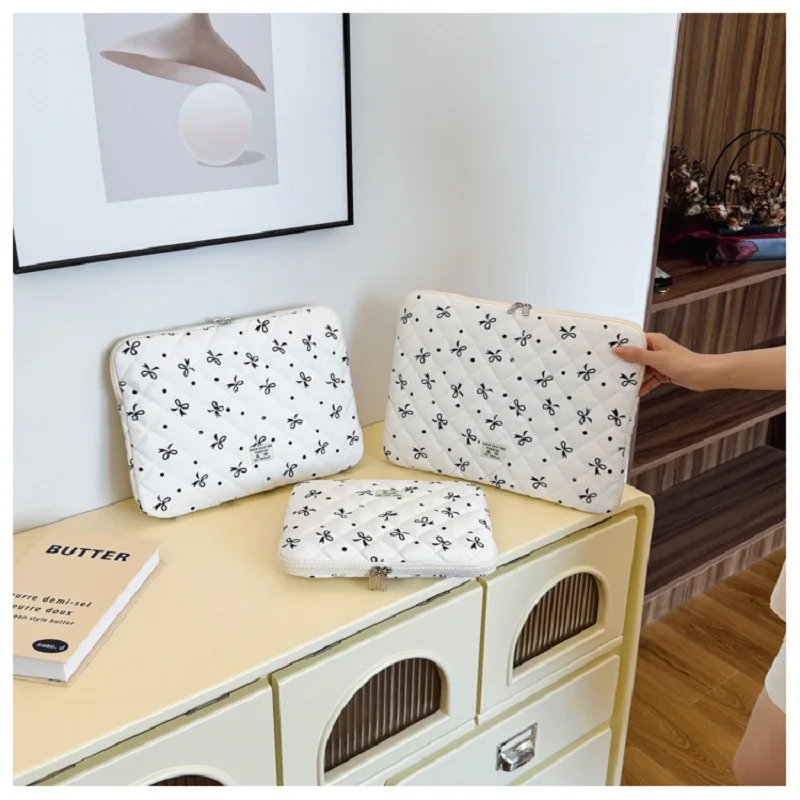 Cute Bow Tablet Bag 9.7-11 For Ipad Air Pro11 10.9 10.2 10.5 Samsung Huawei Macbook 13 14 15 15.6 16 Inch Notebook Tablet Pouch