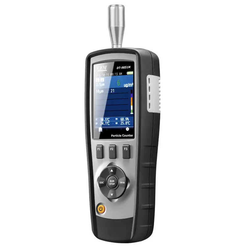CEM DT-9850M DT-9851M يده المهنية الهواء عداد جسيمات الليزر المهنية عداد الجسيمات HCHO للكشف عن 0.3/2.5/10μm