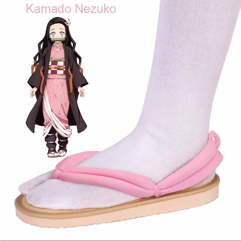 Hot Anime Demon Slayer Kimetsu No Yaiba Cosplay Halloween Kamado Nezuko Cosplay Clogs Kimono Flip-flops Geta Slippers Shoes