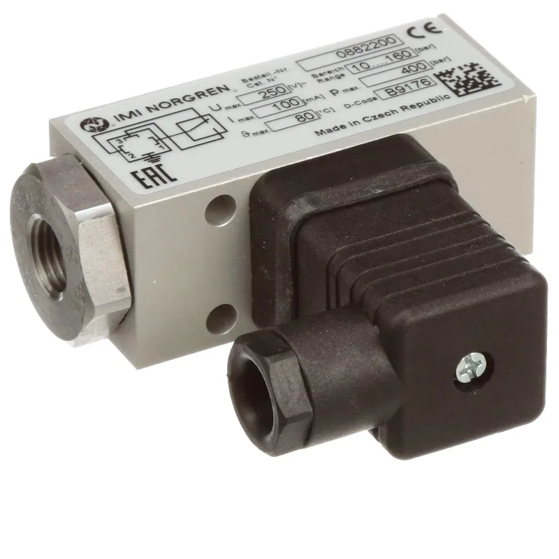 

NORGREN 0882200000000000 18D Electro-mechanical Hydraulic Pressure Switch G1/4 10-160 bar Aluminum Alloy IP21 DPDT Contacts