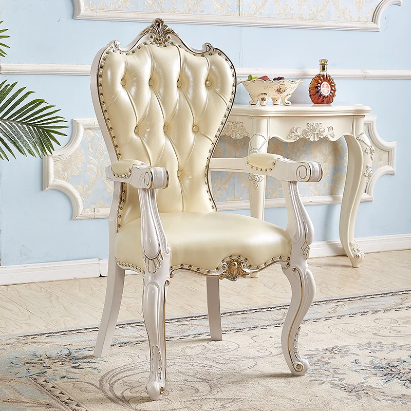 

Solid wood chair leather armchair stool desk student chair back writing chair European dining
