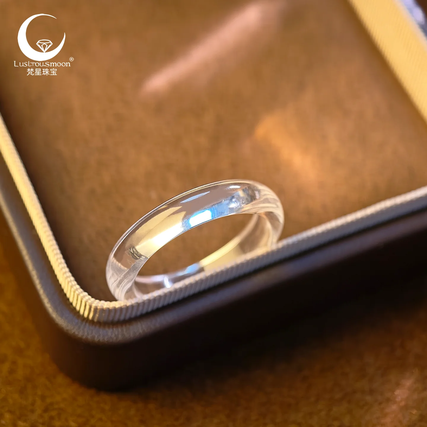 

Lustrousmoon Lab Grown White Sapphire Plain Band Ring for Daily Wear For Gifts