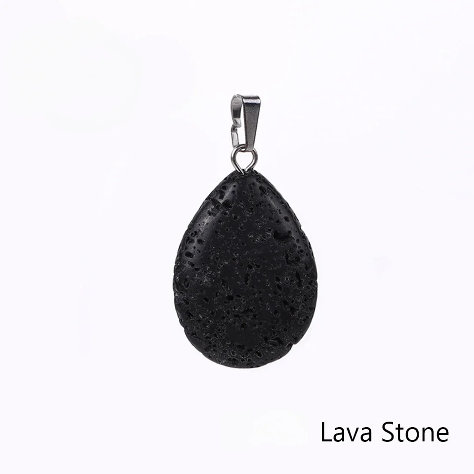 10/20/50pcs Black Lava Stone Pendant Water Drop Shape Charms for Jewery Making Earrings Necklace DIY Accessories