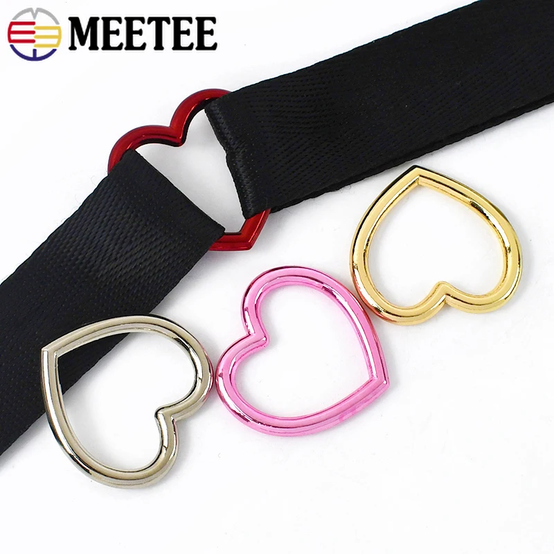 Meetee-Metal Heart Shaped Ring Buckle, Bag Strap Connector, Round Rings, Belt Shoes Hook, DIY Hardware Accessories, 28mm