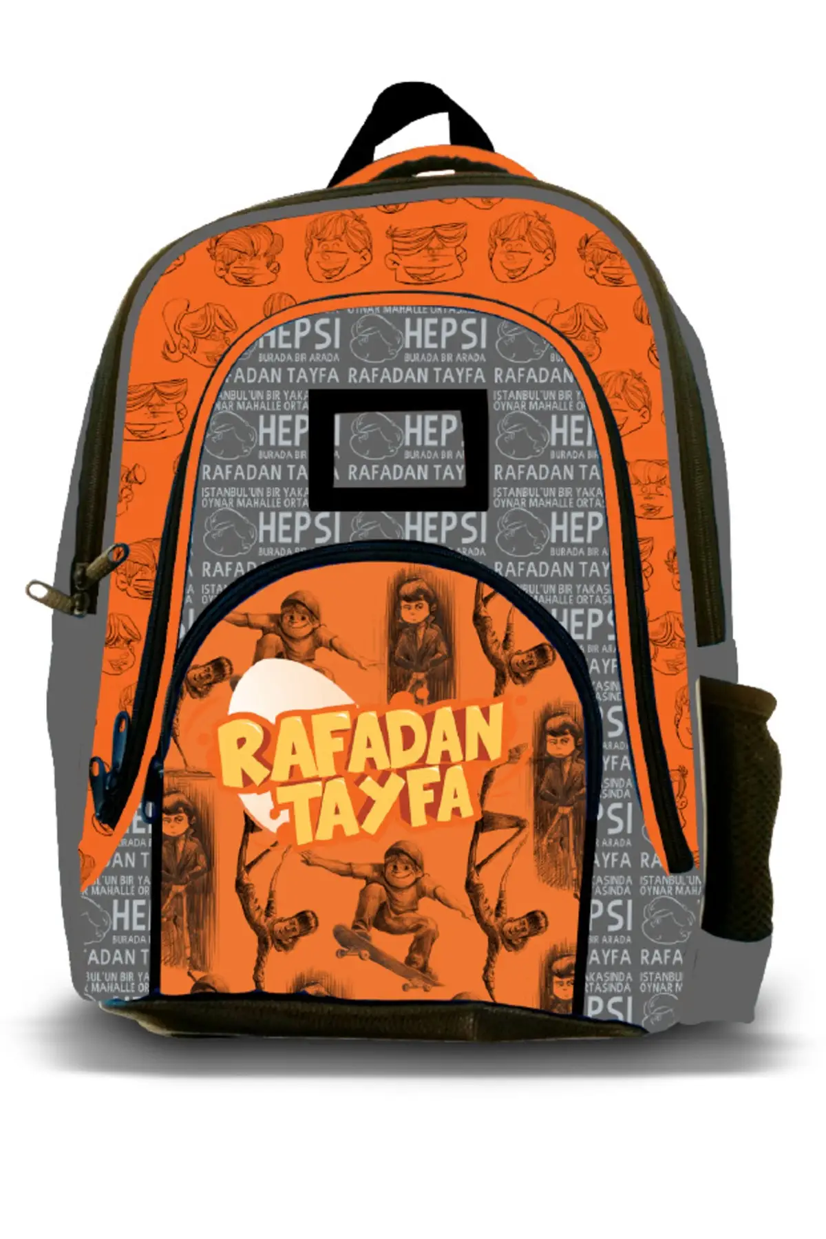 Adel Gray Orange Three-Eyed School Bag ( Rafadan Tayfa) School Bag Suitable for primary school students