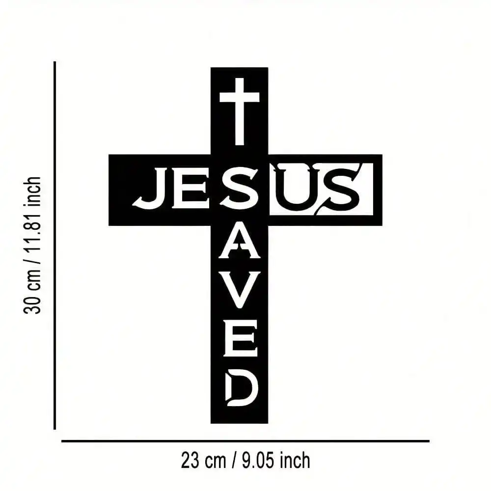 CIFbuy Iron Wall Art Jesus Cross Metal Decor Vintage Religious Sculpture Weatherproof Hanging Ornament for Home Office Patio Far