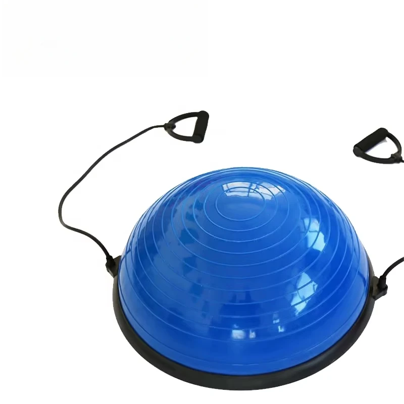

Custom Wholesale Customized Logo Home Gym Workout Colorful 46CM 58CM Half Yoga Pilates Balance Ball With Resistant Band