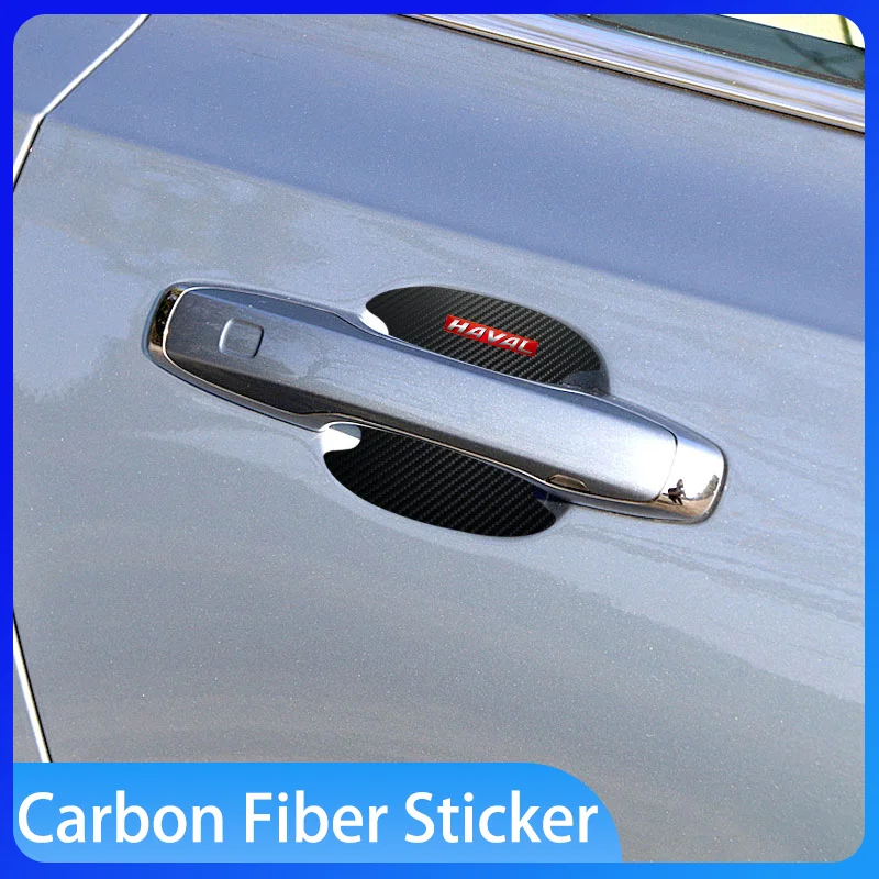 

4PCS Car Door Handle Anti-scratch Sticker Carbon Fibre Car Door Bowl Handle Protector for Haval H7 H5 H8 H9 F7 Car Accessories