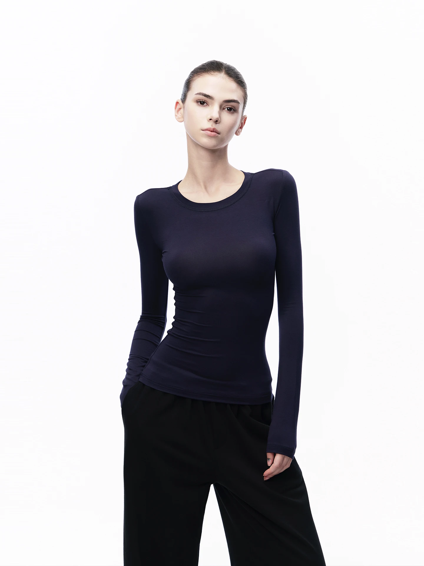 

Женская футболка JLAUNT в американском ретро-стиле с длинным рукавом, облегающая, с круглым вырезом, базовый слой, повседневный топ до плеч