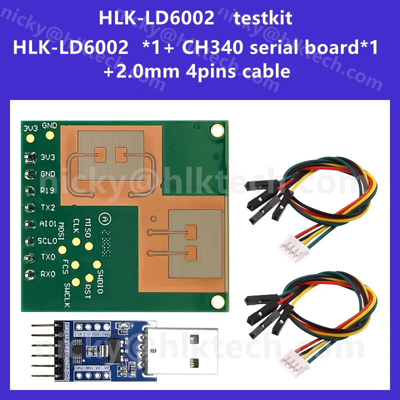 Hi-Link New 3.3V power supply 60Ghz Breath Heartbeat Detection Radar Module HLK-LD6002 Real-Time Human heart rate monitor