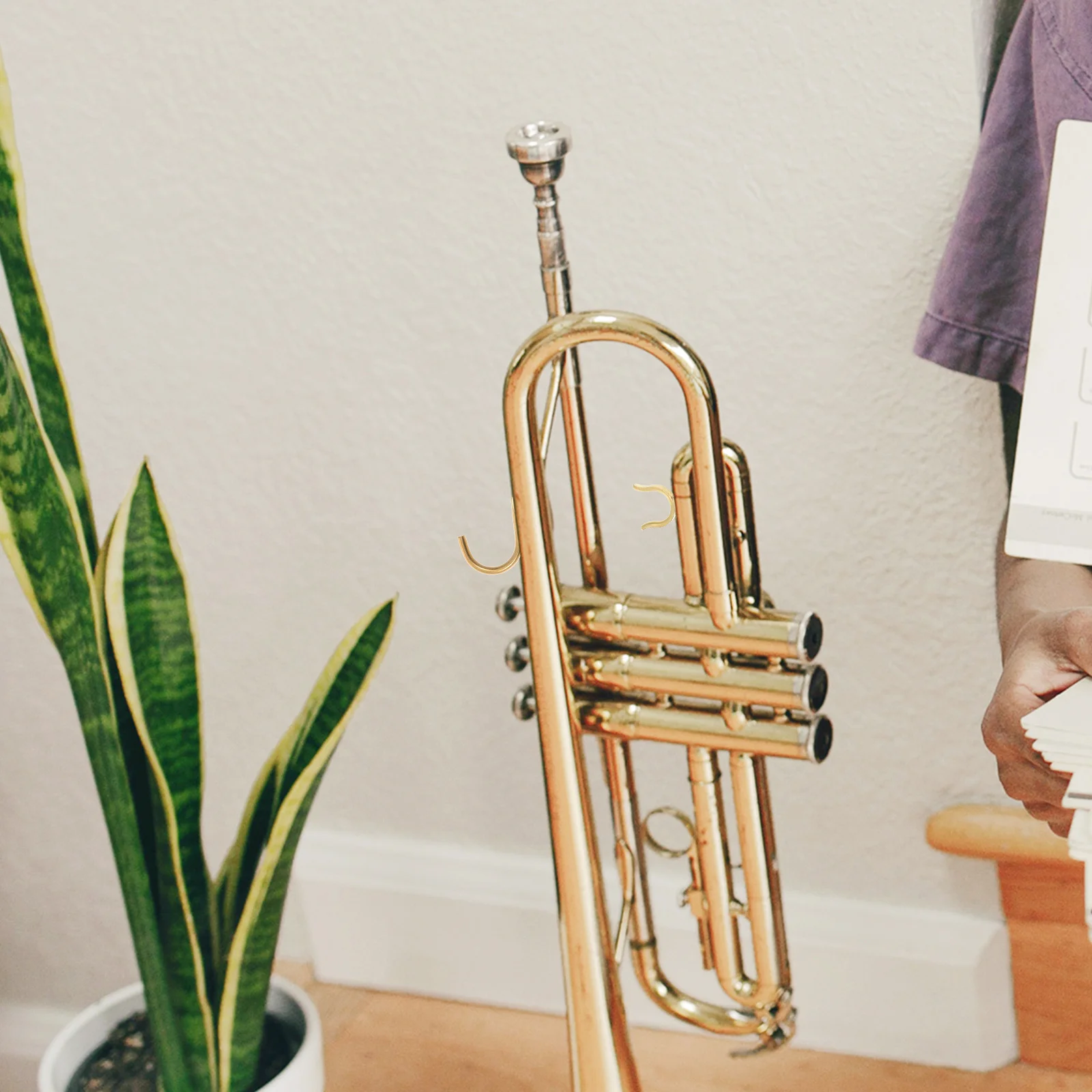 

1pc Finger B Flat Golden Copper Replacement Part For Trumpet Players Instrument Accessory Trumpet Accessory Supply