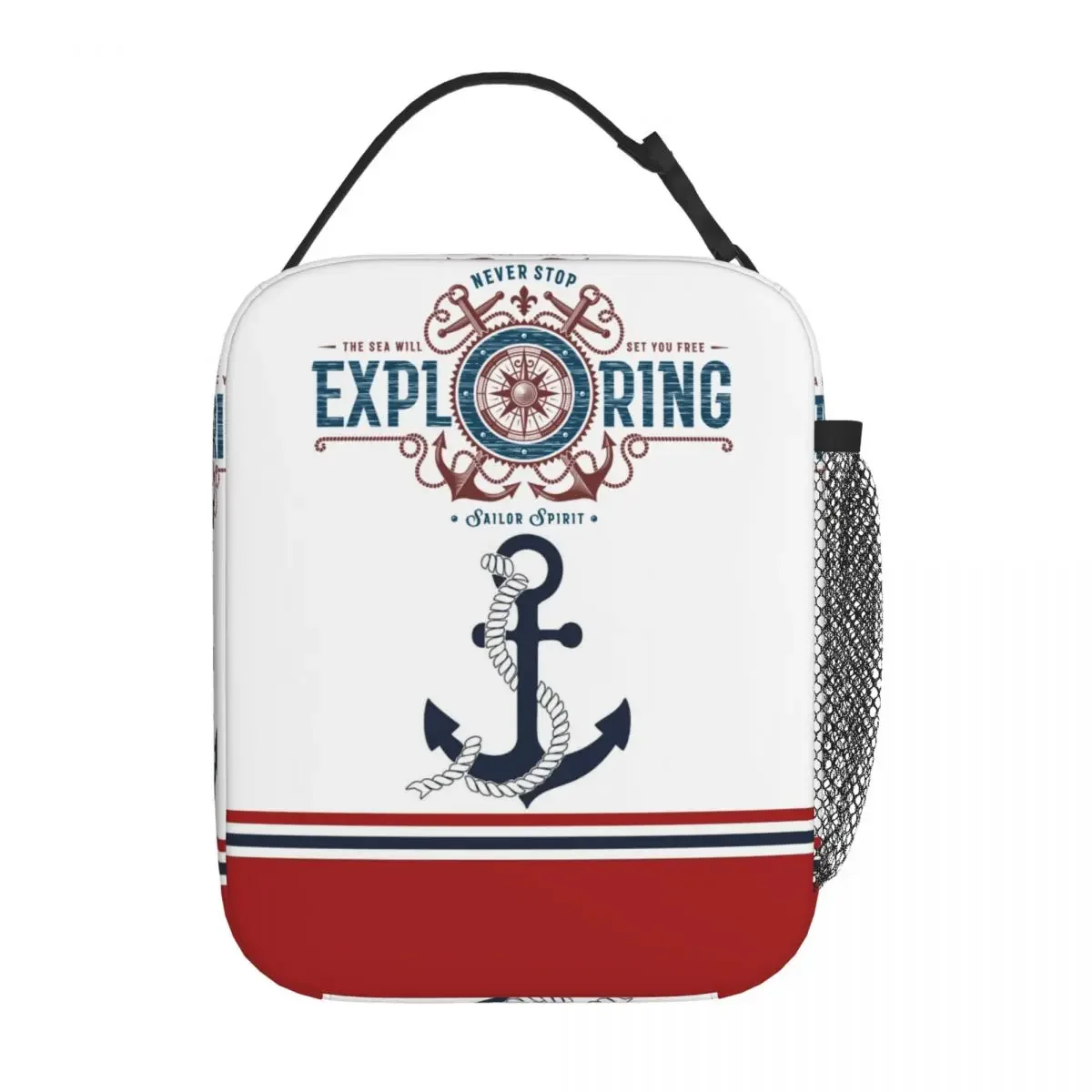 

Морские синие якоря, термоизолированные сумки для обеда, морской якорь в красную полоску, портативная коробка для холодильника для обеда, термобокс для обеда