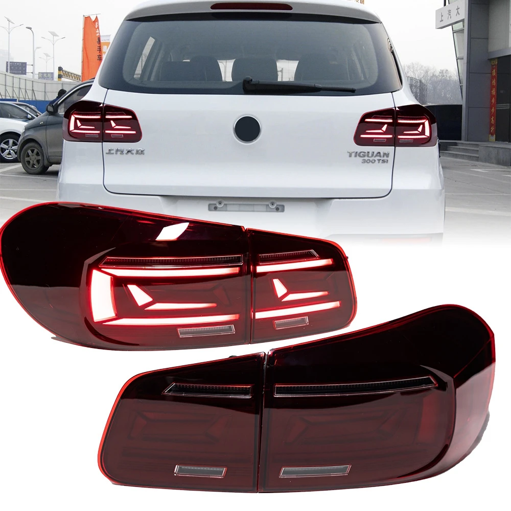 2 Stück dynamische sequentielle LED-Rückleuchten für VW Tiguan MK1 2009–2017 SUV, Nebelschlussleuchte, Tagfahrlicht, Brems- und Blinklicht, Plug-and-Play, IP67 wasserdicht, Tuning-Ersatzteile für