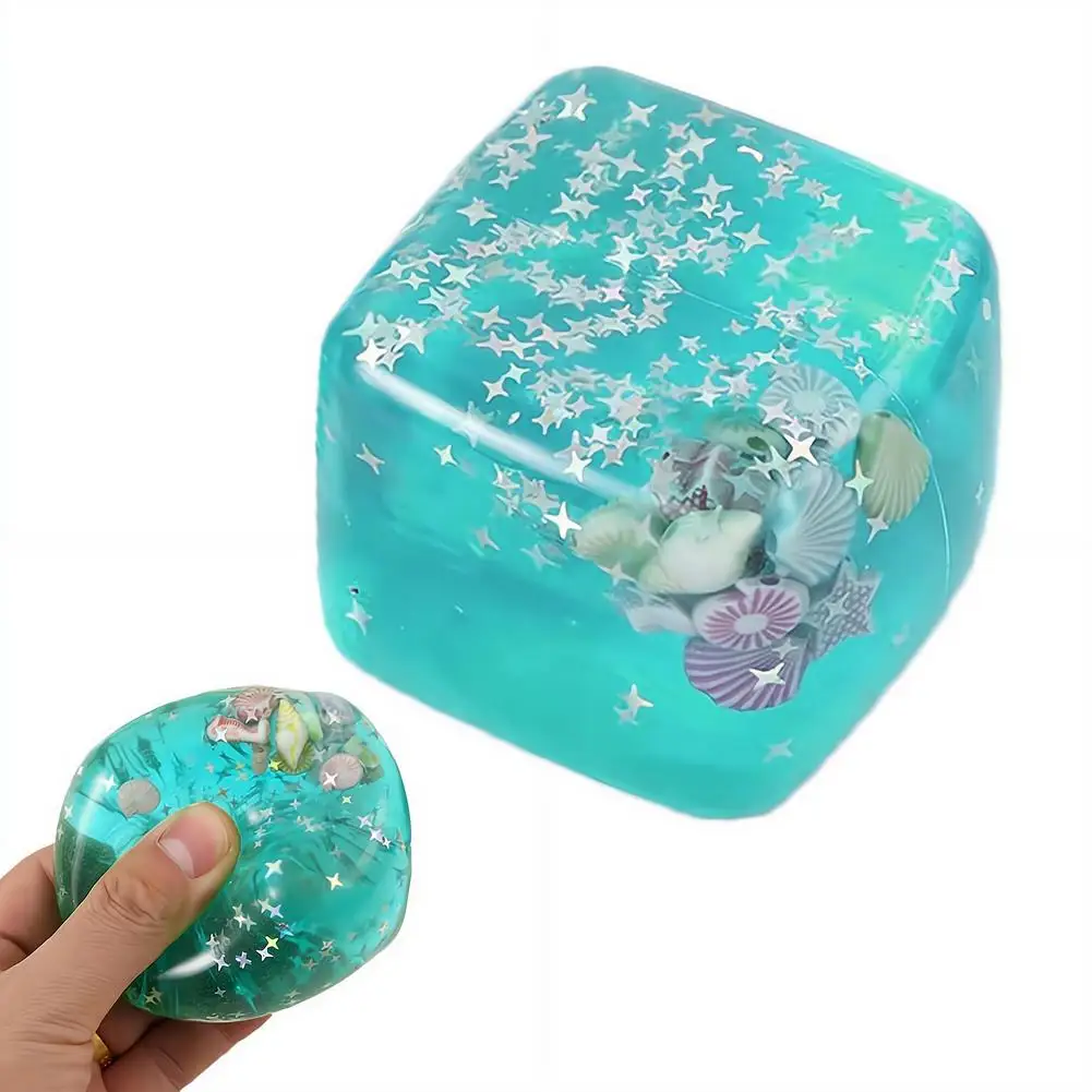 Taba Squishy Stressball-Würfel - Ozean-Sensorik-Fidget-Spielzeug, langsam aufsteigende Squishy-Spielzeuge für Kinder und Erwachsene, Quetsch- und Entspannungsgeschenk