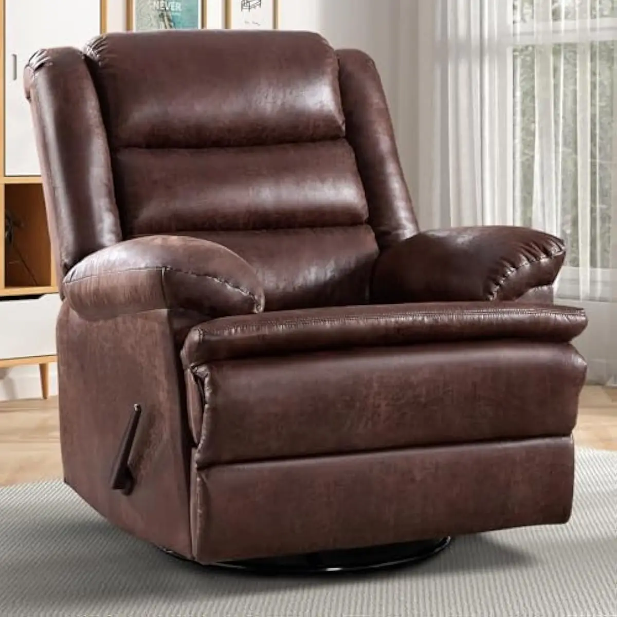 Swivel Rocker Recliner Chair with 360° Rotation and 30° Gentle Rock Motion • Adjustable Backrest Tilts 100°–150° • Premium Breat