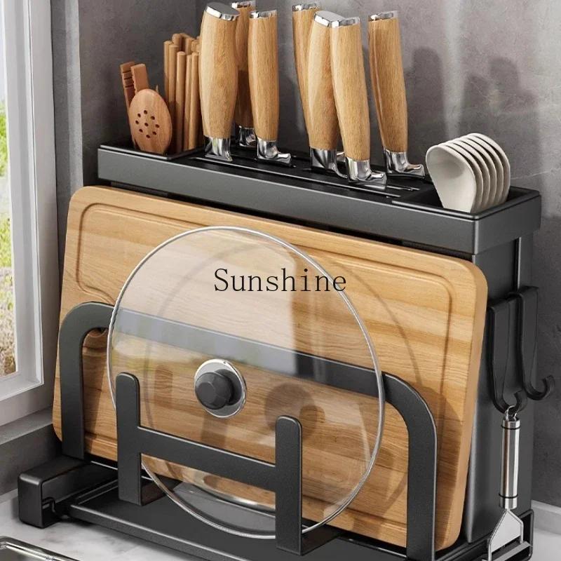 Kitchen knife rack countertop multi-functional integrated storage rack