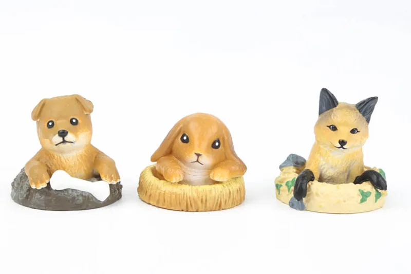 Original kawaii niedliche Tiere in Höhlen Serie Hund Katze Fuchs Hamster Anime Figur Action figur Mini Modell Spielzeug Geschenk