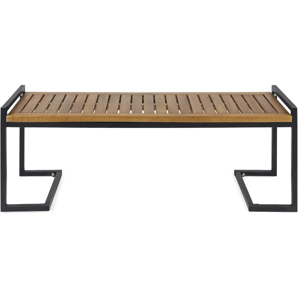 

Christopher Knight Home Noel Уличная промышленная скамейка из дерева акации и железа, отделка из тикового дерева/черный металл
