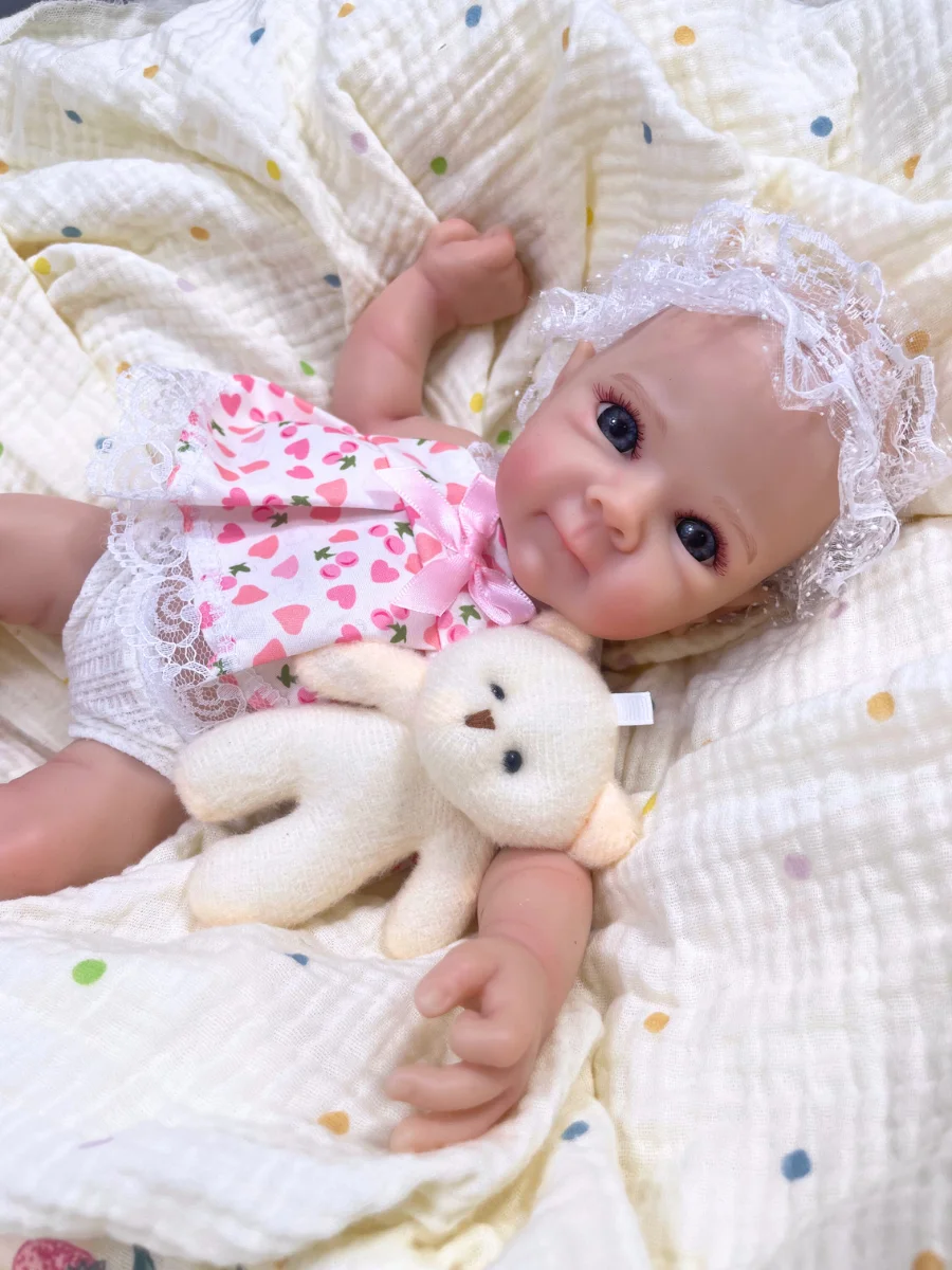 

13 Inch Full silicone Reborn Baby Doll Bettie Solid Silicone Flexible Elastic Super Soft Cute Lifelike Doll Birthday Gift