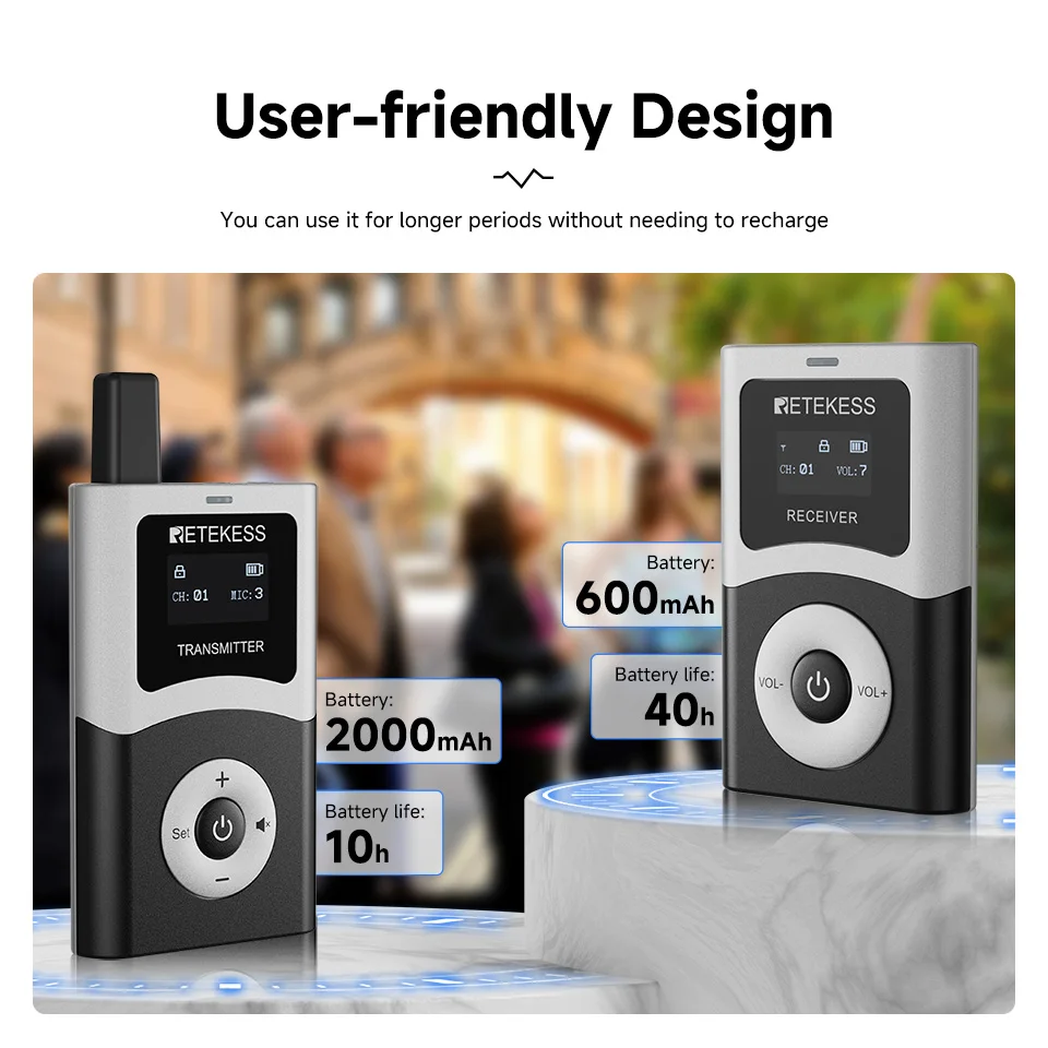 Retekess T130U ระบบเสียงไร้สายระบบไกด์นําเที่ยวไร้สายเสียงไร้สายไกด์นําเที่ยวส่งสัญญาณสําหรับการประชุมพิพิธภัณฑ์