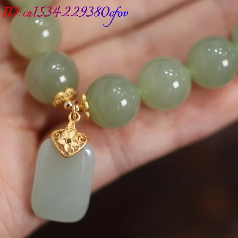 Natural Hotan Jade Bead flower - Gemstone Bracelet Healing review and price