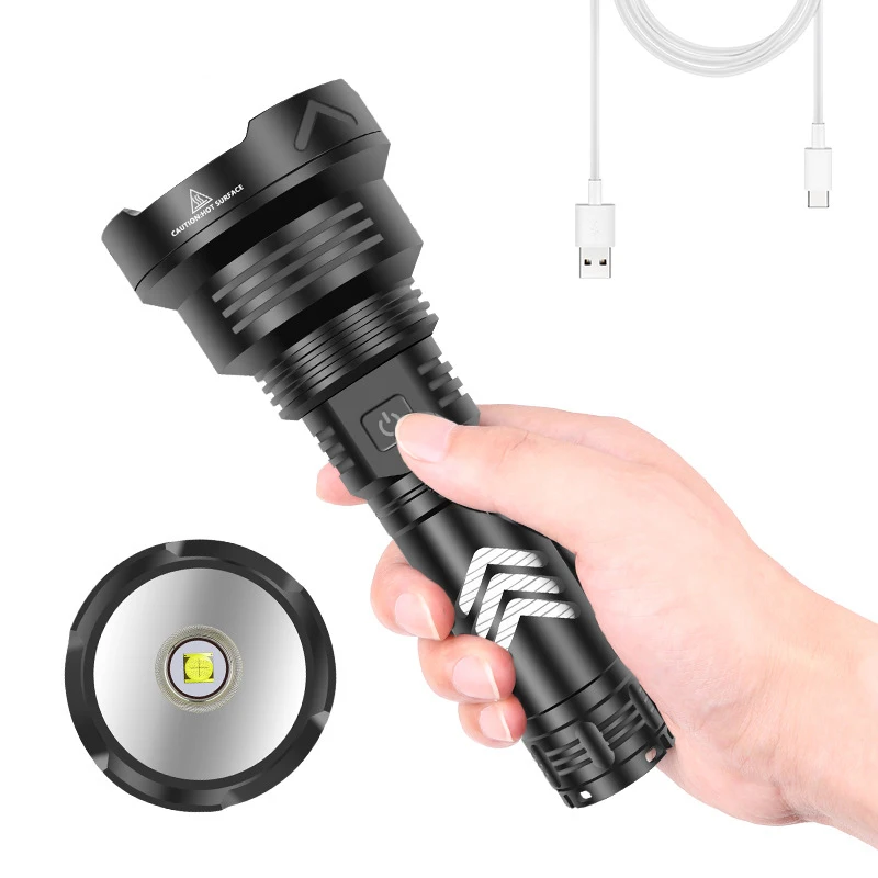 Strong light flashlight outdoor camping lamp belt power supply shows a single piece of super-large aluminum lamp cup