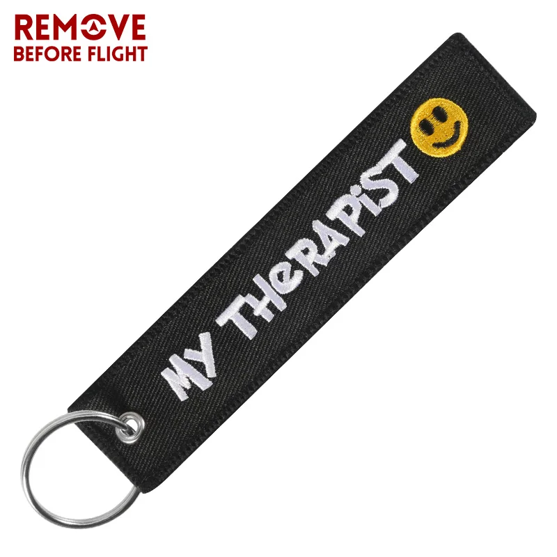 5PCS MY THERAPiST Embroidery Keychain Motorcycles Car Key Chain Men Women Aircrafe Travel Fashion Key Holder Keyrings