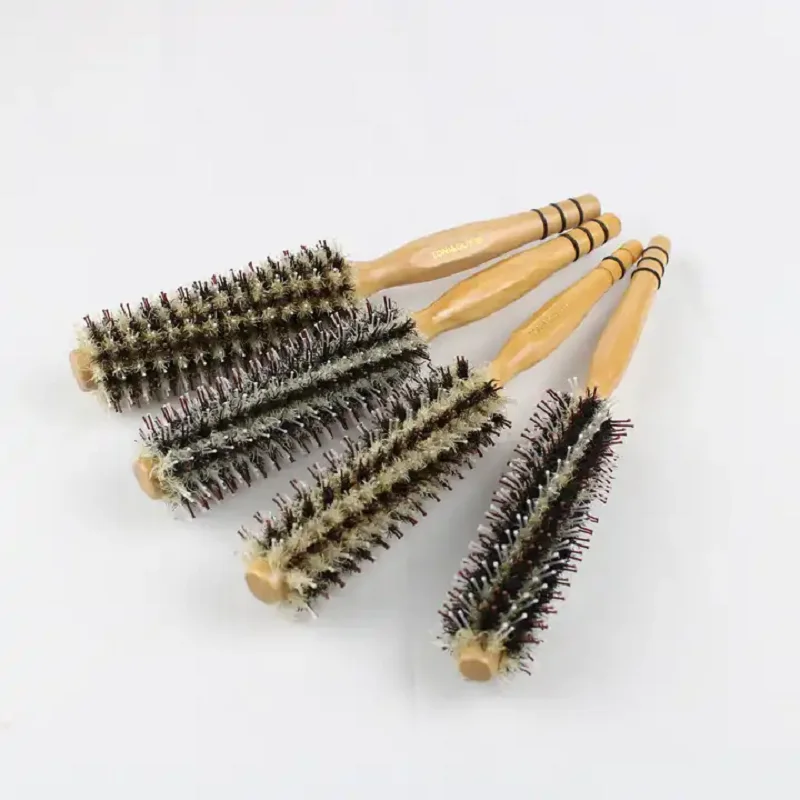 MJ OverStocks Round Hair Brush Long Tail with Bristles Anti-Static for Hair Blow Drying Styling Curly Barber Comb