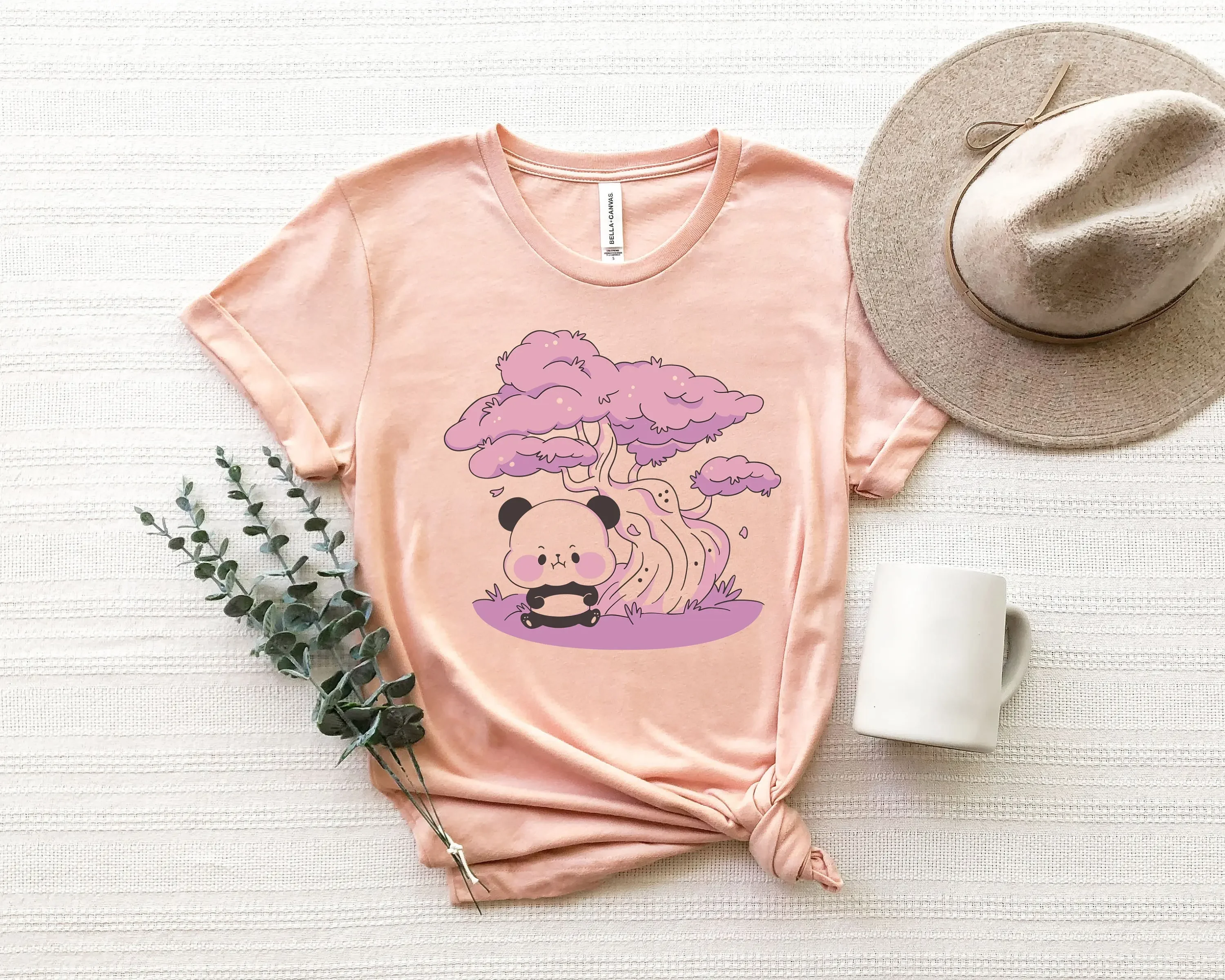 

Cute Panda T Shirt Animal Lovers Japanese Sakura Tree Cherry Blossoms Floral Flower For Her
