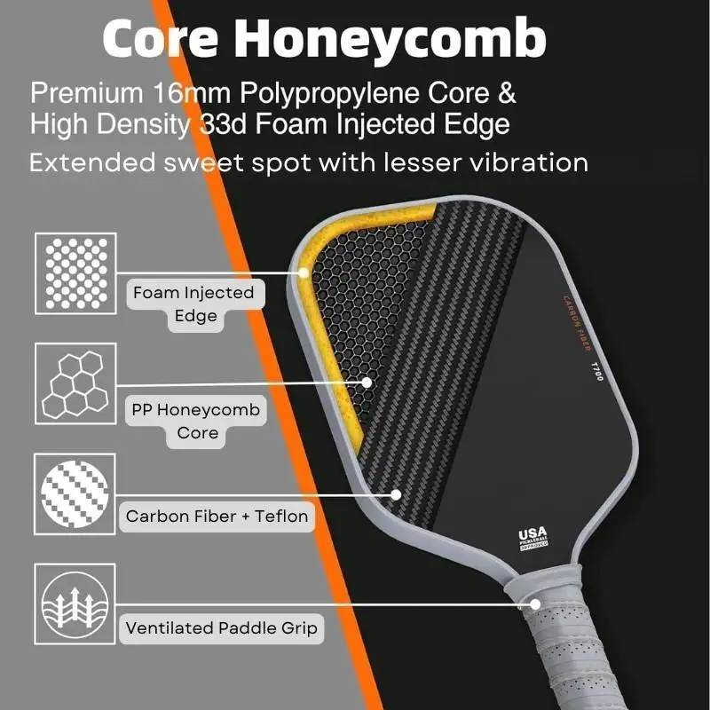 T700 Carbonfaser-Pickleball-Schläger-Set mit ergonomischem Griff, inklusive Aufbewahrungstasche und Bällen für das Heimtraining im Innenbereich. – Detail 2