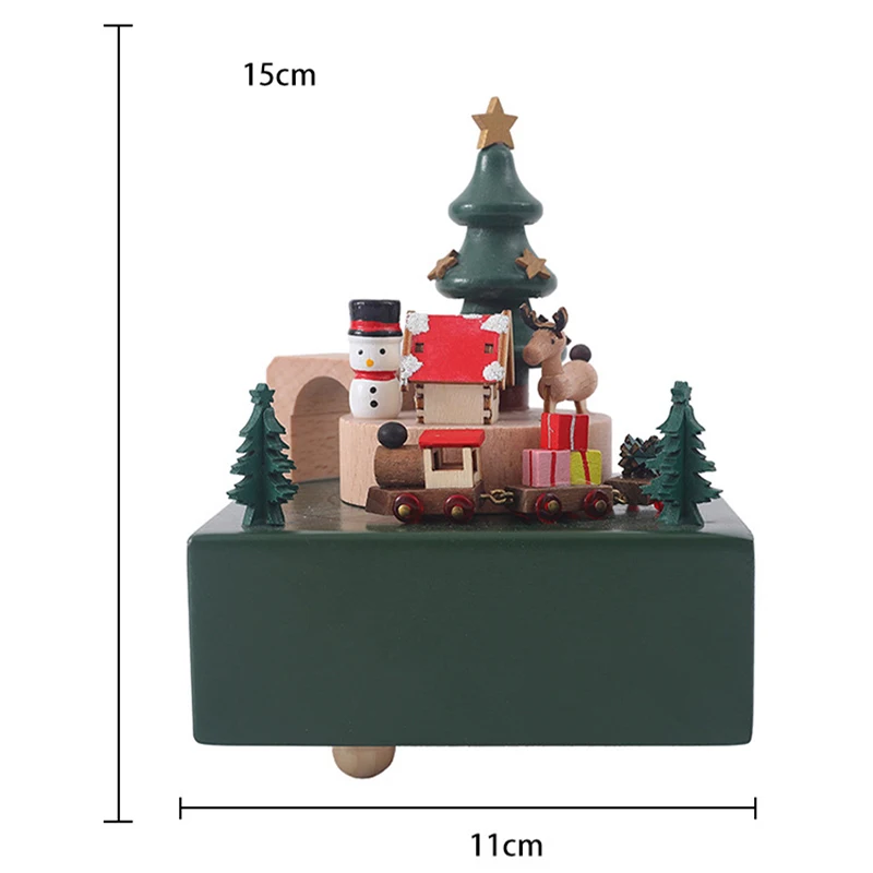 Creative Wooden Christmas Deer  Snowman Train  Music Box Handmade  Carousel Toy  Decoration Gift For Kids - Image 5