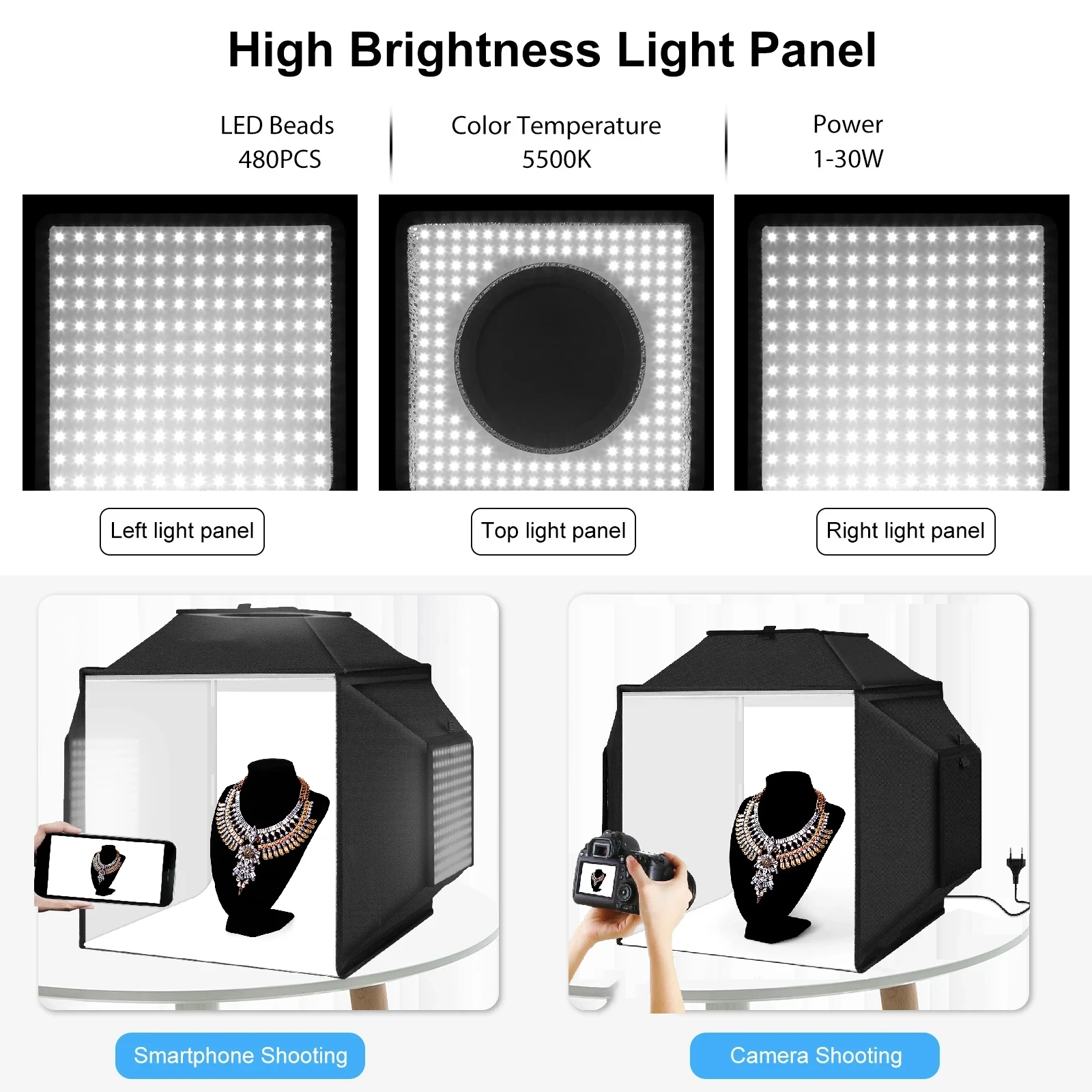 Description Picture 5 of item40CM/15.8'' Upgraded Photo Soft Box Kits,Photo Studio Light Box,Integrated Portable Photography Lightbox With 4 Colors Backdrop