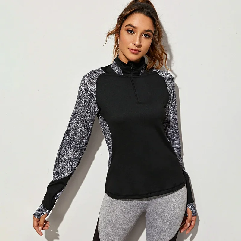 Slim Long Sleeved Sporty Women\'s Jacket Stand Collar Yoga Coat Zipper S-shaped Waist Sport Sweatshirt for Woman Windproof Tops