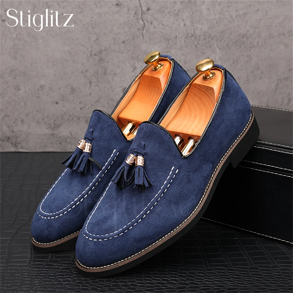 Suede Tassel Loafers Designer Style Fashion Men's Shoes Matte Cow Suede Slip-On Comfortable Shoes British Style Fashion Loafers