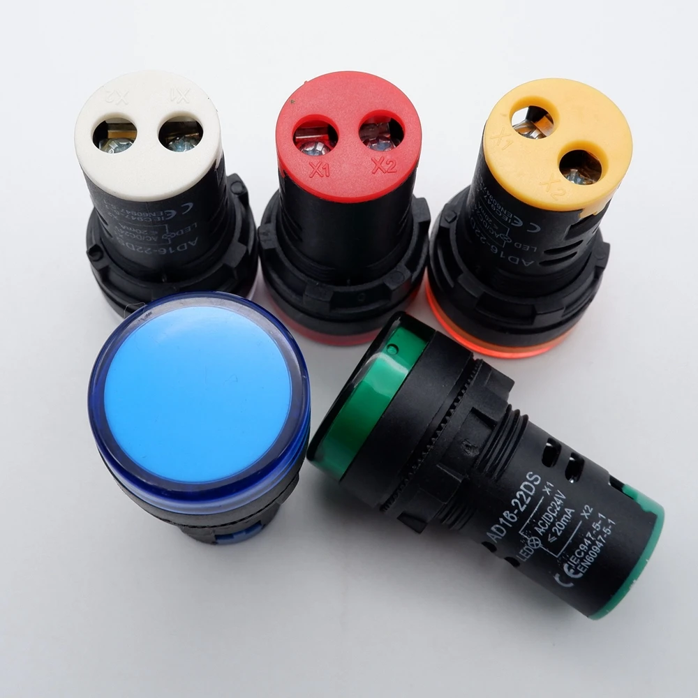 16MM  Plastic Signal Light AC/DC Led Power Warning Iindicator Light 6V 12V 24V 220V Red Green Blue Yellow White