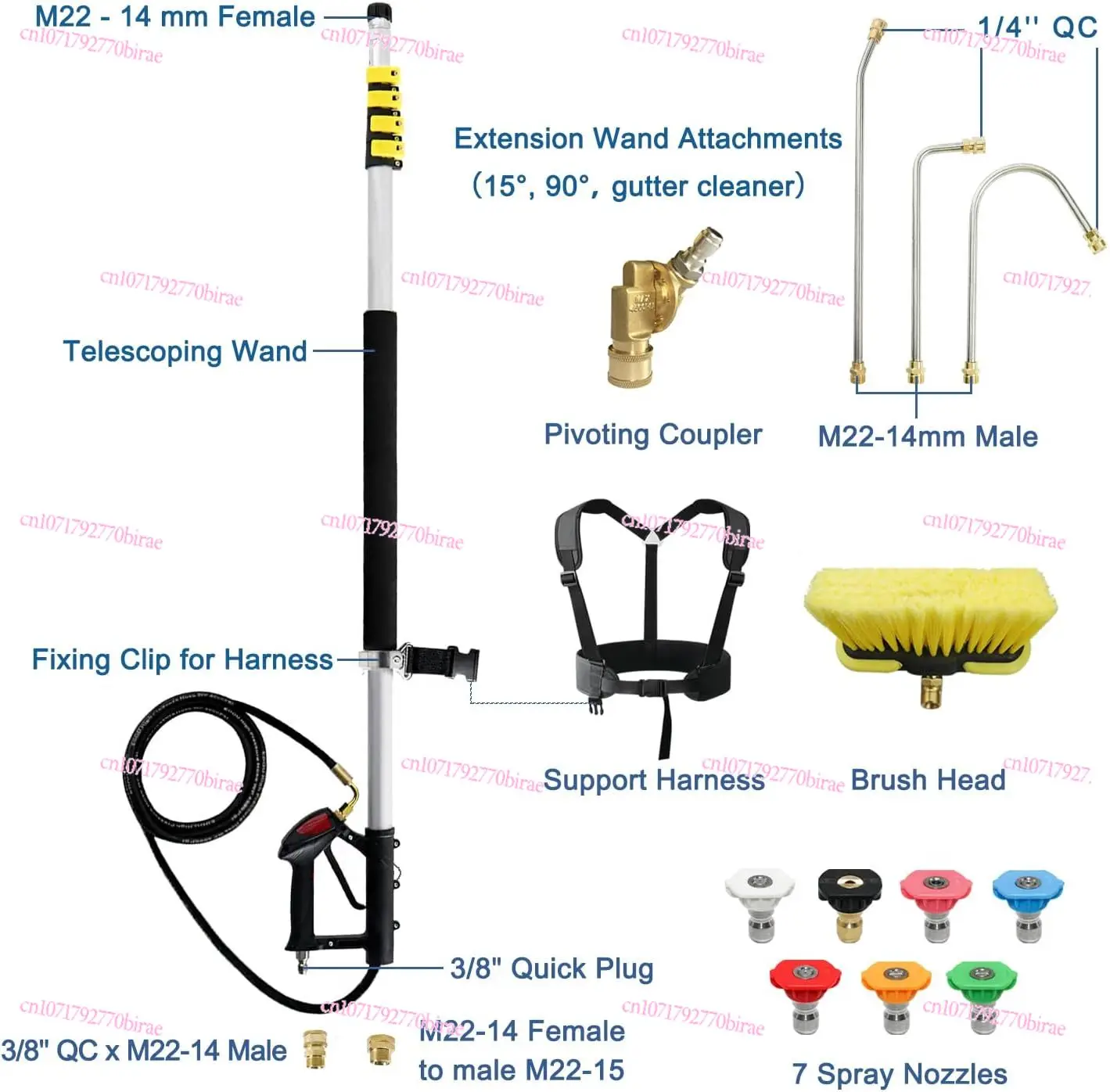 Pressure Washer Ground 24 Gutter Cleaning Tool with Brush, Pressure Washer Extension Rod