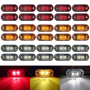 10pcs 2 Oval LED Universal 12V 24V Led Light Side Marker Car Lights Clearance Lamp Surface Mount for Trailer Truck Caravan