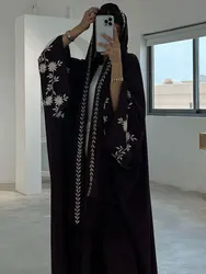Siskakia Ramadan-Dubai Embroidery Cardigan abaya For Muslim Women's With Hijab Kebaya Moroccan stylish Elegant Clothing
