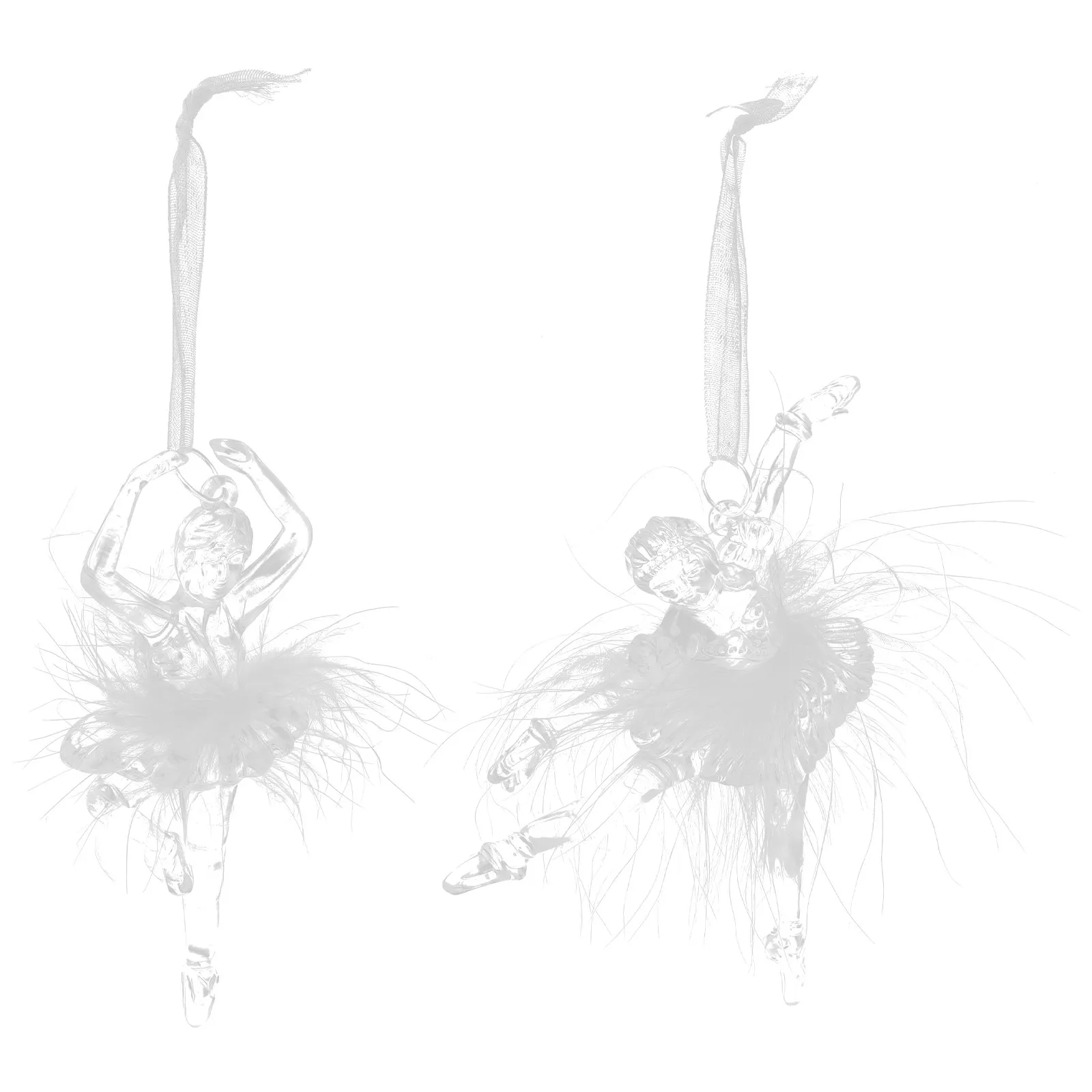 2Pcs Clear Acrylic Ballerina Girl Hanging Ornaments Stylish Dance Pendant Decor for Wall Window Christmas Tree Keychain Phone