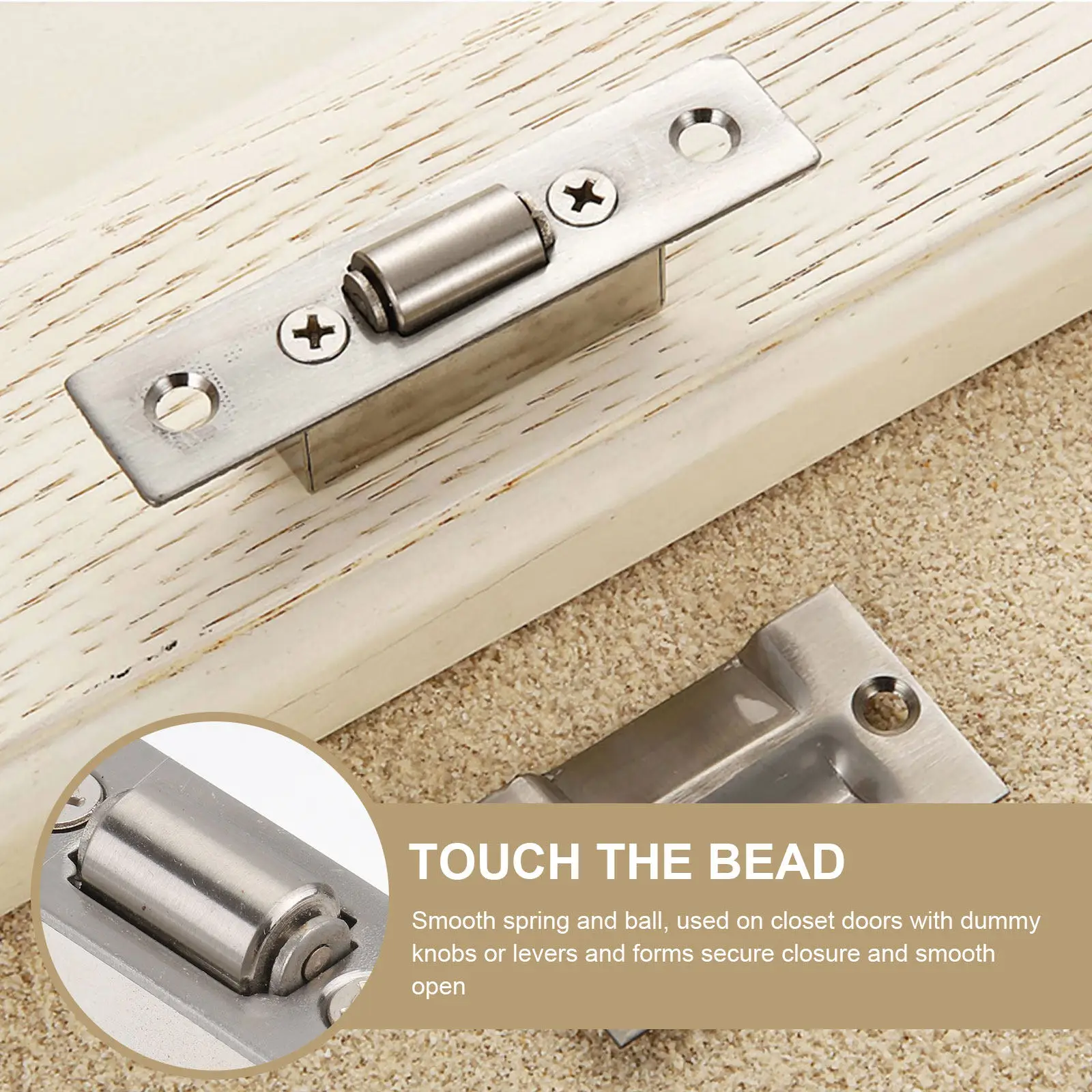 Closet Ball Catch Stainless Adjustable Rust-Proof Smooth Spring Secure Closure Door Hardware for Cabinet Doors