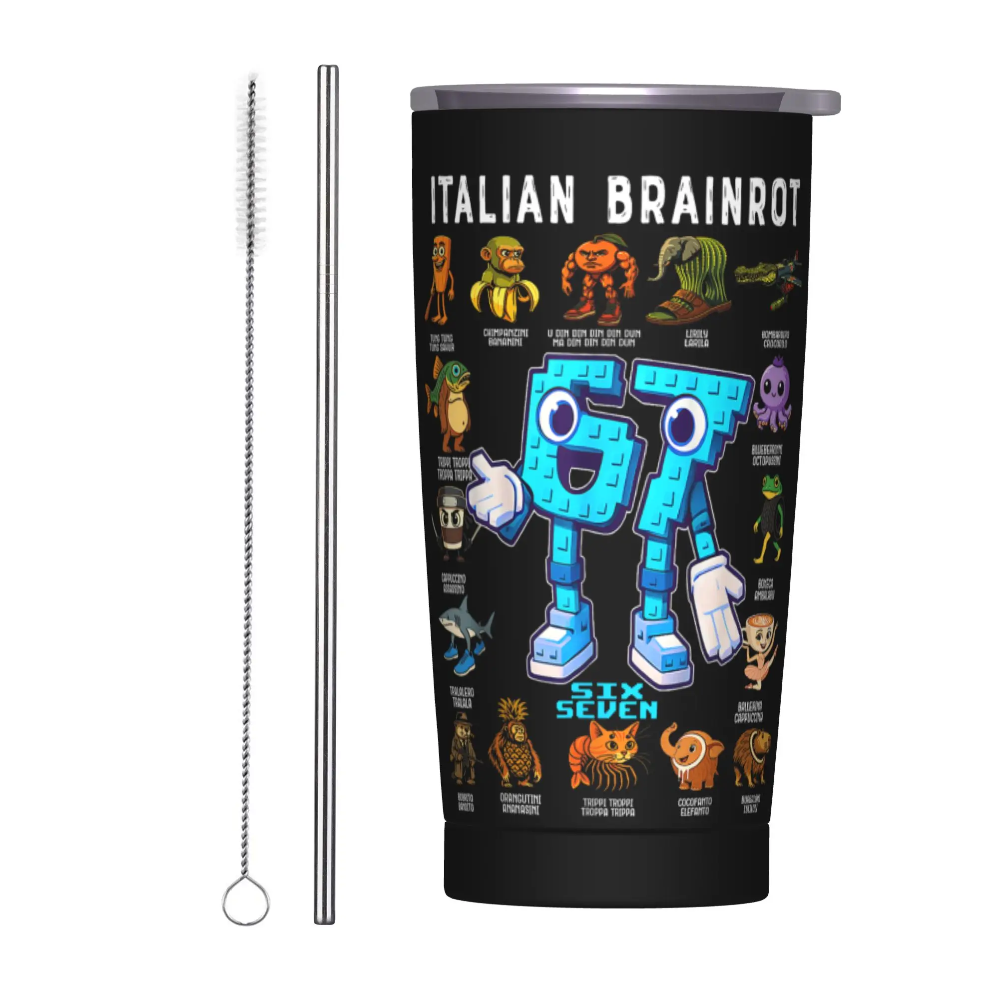 Stainless Steel Tumbler Italian Brainrot 67 Meme Birthday Thermal Cups  Portable Cold Drink Mugs Cup Driving Water Bottle