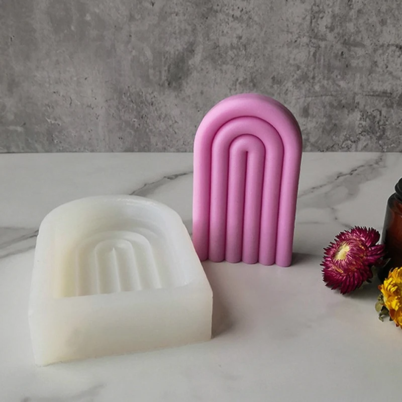 

Trumpet Arch Silicone Candle Mold Diy Geometric Rainbow Bridge Aromatherapy Plaster Artifact Resin Making Tool Handmade Soap Kit