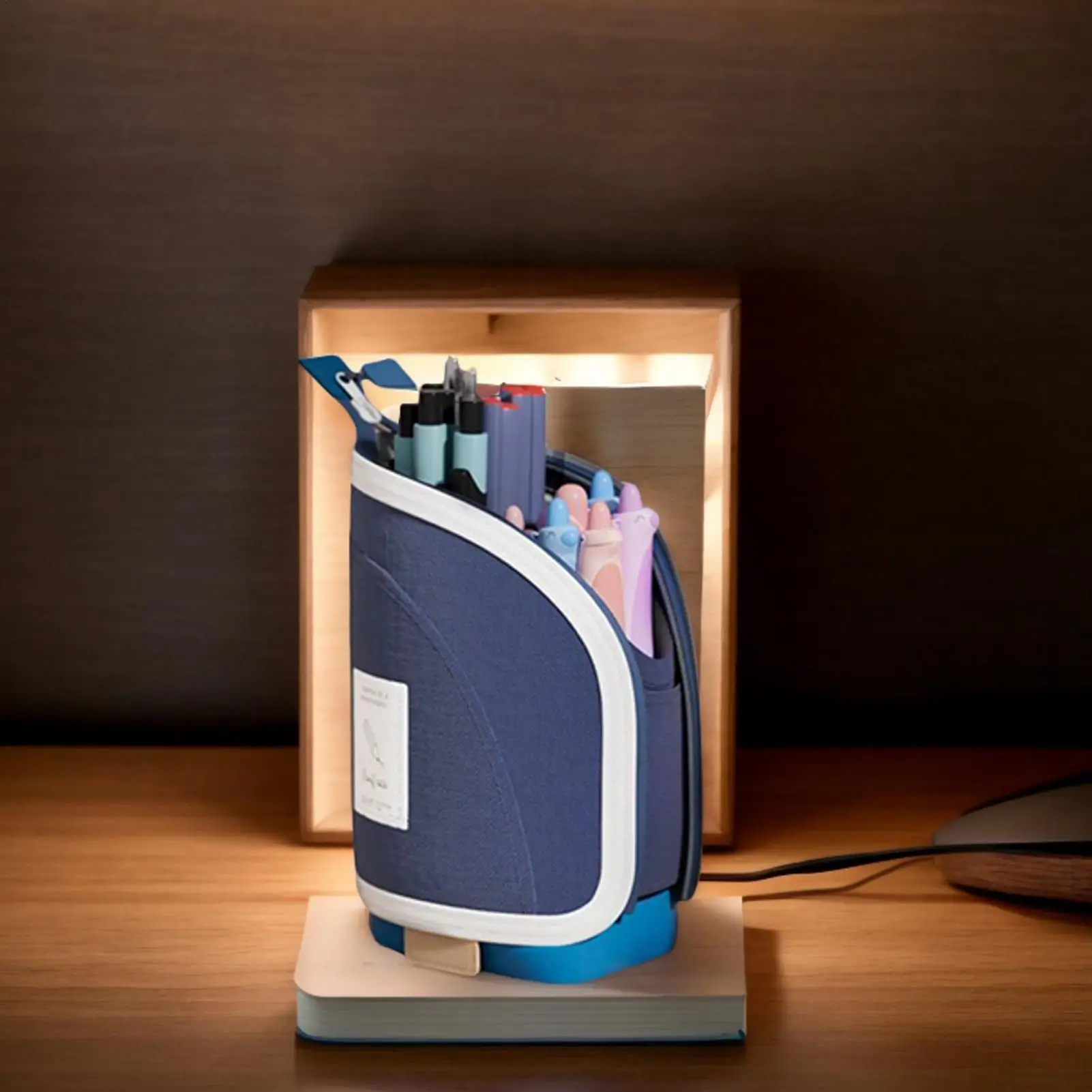 Pencil Organizer Pouch Large Capacity Standing Pen Holder Extendable Stationery Pencil Storage Bag Desk Accessories