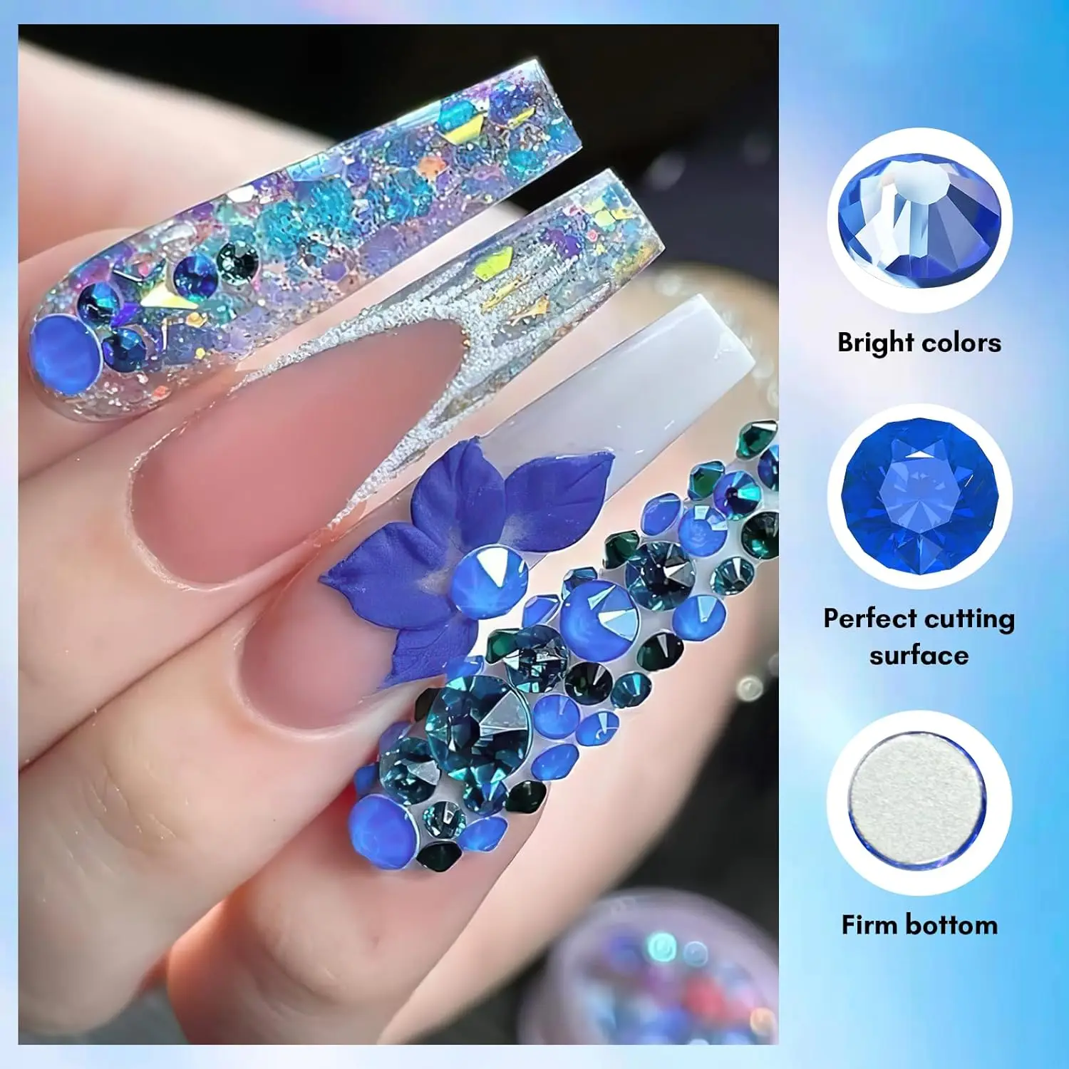 Makartt-Colle biscuits avec cristal de verre bleu royal, kit brillant pour manucure, maquillage, bricolage, décoration, bijoux, gemme, 30g