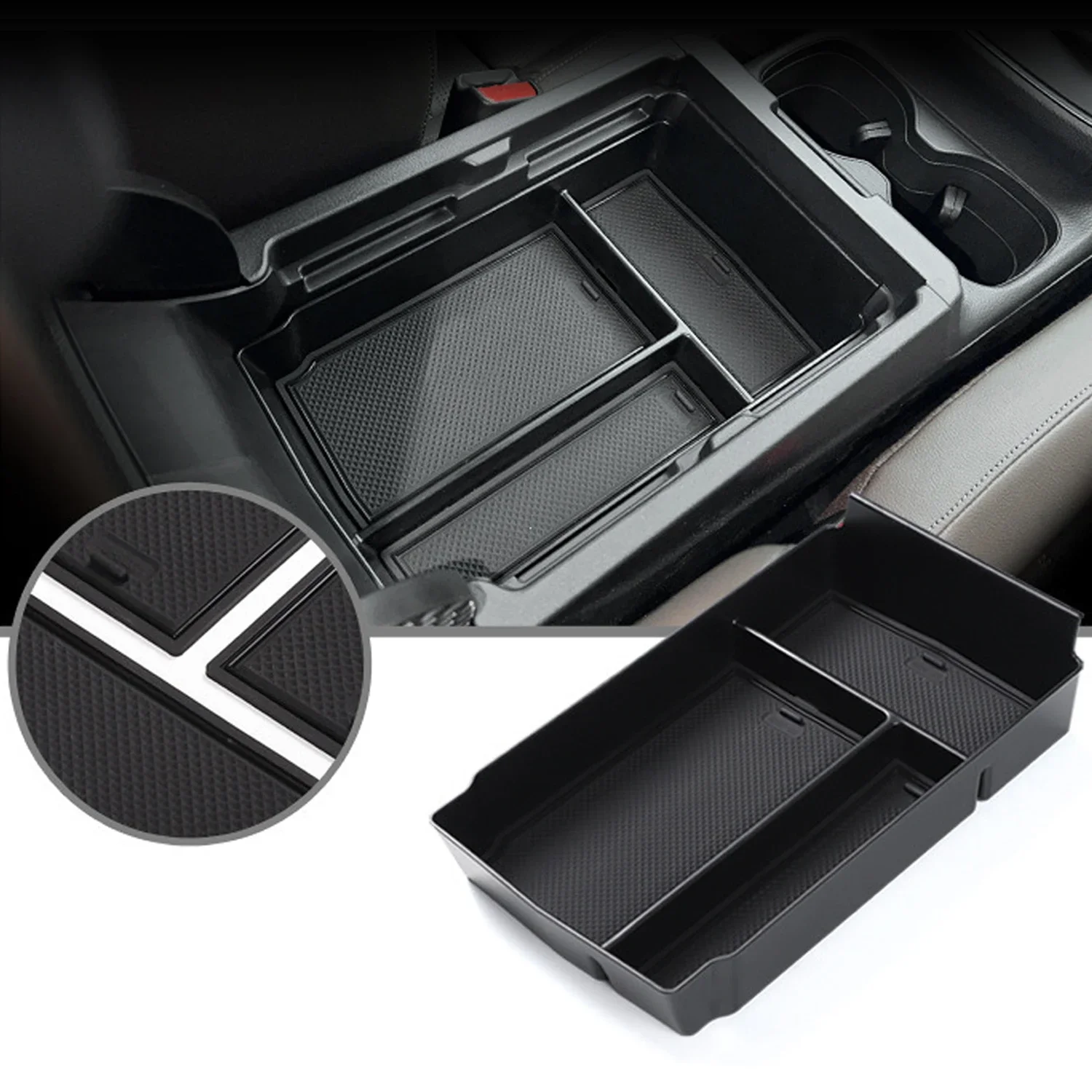 Center Console Organizer Compatible with Honda CRV 2023 2024 Accessories CR-V Hybrid Sport Armrest Tray ABS Insert Divider Box